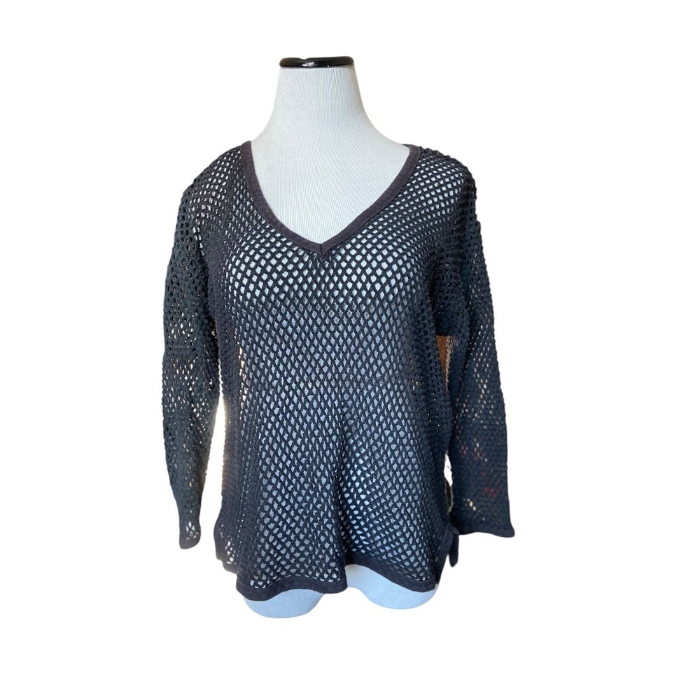 Sheer Fishnet Knit Sweater Black Fairy Grunge Y2K Goth Punk Indie Sleaze Alt Emo